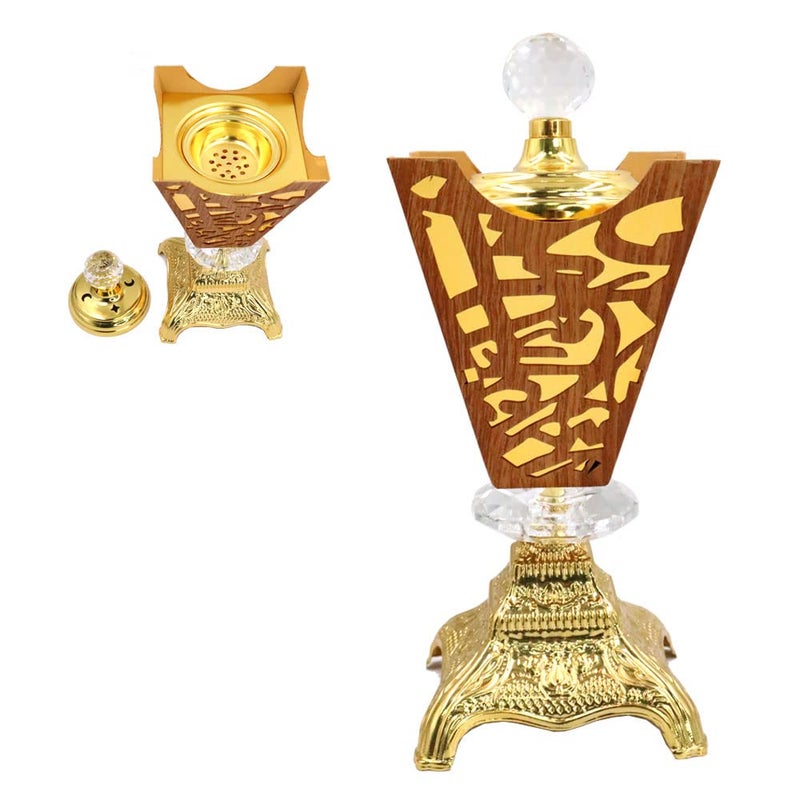 مبخرة معدنية معززة بالثبات للتأمل المنزلي بتصميم بلوري ذهبي